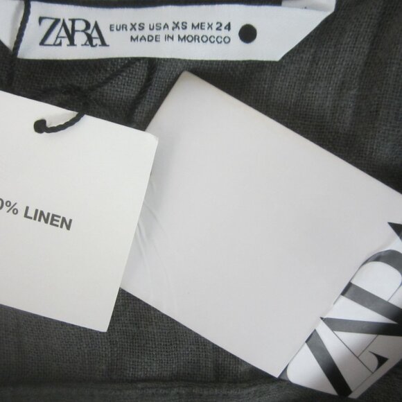 New Zara Womens XS Gray Long Sleeve V Neck LInen Tunic Shirt NWT $70 X-Small - Picture 3 of 8